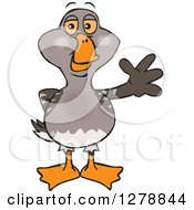 Clipart Of A Happy Goose Waving Royalty Free Vector Illustration