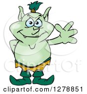 Clipart Of A Happy Goblin Waving Royalty Free Vector Illustration