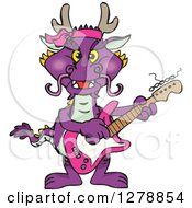 Purple Dragon Playing An Electric Guitar