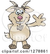 Clipart Of A Happy Brown Goat Waving Royalty Free Vector Illustration by Dennis Holmes Designs