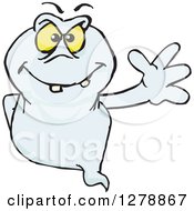 Clipart Of A Ghost Waving Royalty Free Vector Illustration by Dennis Holmes Designs