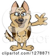Poster, Art Print Of German Shepherd Dog Standing And Waving