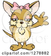 Clipart Of A Happy Tan Female Chihuahua Dog Waving Royalty Free Vector Illustration