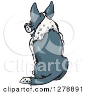 Poster, Art Print Of Rear View Of A Sitting Border Collie Dog