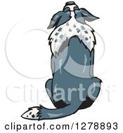Clipart Of A Rear View Of A Sitting Border Collie Dog 2 Royalty Free Vector Illustration by Dennis Holmes Designs