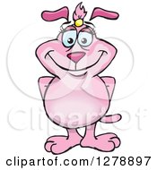 Clipart Of A Happy Pink Dog Standing Royalty Free Vector Illustration by Dennis Holmes Designs