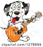 Poster, Art Print Of Happy Dalmatian Dog Playing An Acoustic Guitar