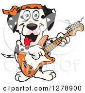 Poster, Art Print Of Happy Dalmatian Dog Playing An Electric Guitar