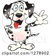 Clipart Of A Friendly Waving Dalmatian Dog Royalty Free Vector Illustration