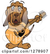 Happy Bloodhound Dog Playing An Acoustic Guitar
