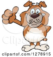 Clipart Of A Happy Brown Bulldog Giving A Thumb Up Royalty Free Vector Illustration by Dennis Holmes Designs