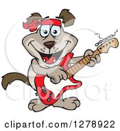 Poster, Art Print Of Happy Brown Dog Playing An Electric Guitar