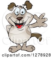 Clipart Of A Happy Brown Dog Waving Royalty Free Vector Illustration