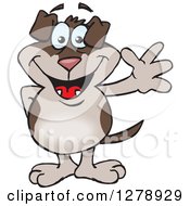 Poster, Art Print Of Happy Two Toned Brown Dog Waving
