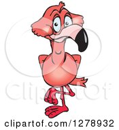 Clipart Of A Happy Pink Flamingo Bird Royalty Free Vector Illustration
