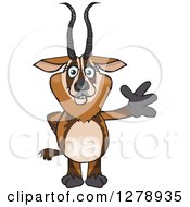 Clipart Of A Happy Gazelle Waving Royalty Free Vector Illustration