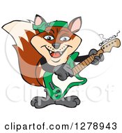 Poster, Art Print Of Happy Fox Playing An Electric Guitar