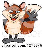 Clipart Of A Happy Fox Waving Royalty Free Vector Illustration