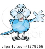 Poster, Art Print Of Happy Blue Budgie Parakeet Bird Waving