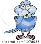 Happy Dark Blue Budgie Parakeet Bird