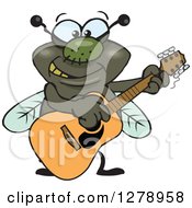 Poster, Art Print Of Happy House Fly Playing An Acoustic Guitar
