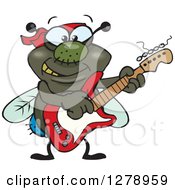 Poster, Art Print Of Happy House Fly Playing An Electric Guitar