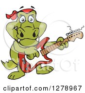 Poster, Art Print Of Happy Crocodile Playing An Electric Guitar