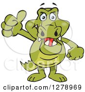 Clipart Of A Happy Crocodile Holding A Thumb Up Royalty Free Vector Illustration by Dennis Holmes Designs