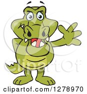 Clipart Of A Happy Crocodile Standing And Waving Royalty Free Vector Illustration