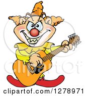 Poster, Art Print Of Evil Clown Playing An Acoustic Guitar