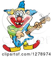 Poster, Art Print Of Happy Clown Playing An Electric Guitar