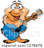 Clipart Of A Happy Black Moor Fish Playing An Acoustic Guitar Royalty Free Vector Illustration by Dennis Holmes Designs