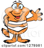 Clipart Of A Happy Clownfish Standing And Waving Royalty Free Vector Illustration