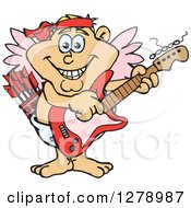 Poster, Art Print Of Happy Cupid Playing An Electric Guitar