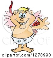 Poster, Art Print Of Happy Blond White Male Cupid Waving