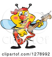 Poster, Art Print Of Happy Bee Playing An Electric Guitar
