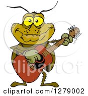 Happy Cockroach Playing An Acoustic Guitar