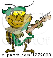 Poster, Art Print Of Happy Cockroach Playing An Electric Guitar