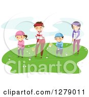 Poster, Art Print Of Happy Asian Family Golfing Together