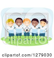 Poster, Art Print Of Boys Soccer Team Posing In Front Of A Goal Net