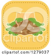 Clipart Of Gloved Gardeners Hands Holding Soil Or Fertilizer With An Earthworm Royalty Free Vector Illustration