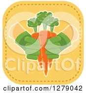 Clipart Of Gloved Gardeners Hands Holding Freshly Harvested Carrots Royalty Free Vector Illustration