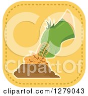 Clipart Of A Gloved Gardeners Hand Pulling A Weed Or Plant Royalty Free Vector Illustration