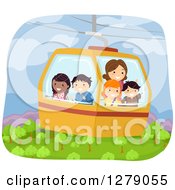 Clipart Of A Female Teacher And Students Viewing A Forest From A Cable Car Royalty Free Vector Illustration