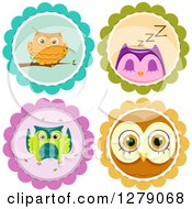 Poster, Art Print Of Cute Owls On Badges