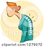 Clipart Of A Hunched Red Haired White Woman And Visible Spine With Osteoporosis Over A Yellow Circle Royalty Free Vector Illustration by BNP Design Studio
