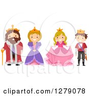 Poster, Art Print Of Happy Kids Wearing Royal Family Member Costumes Of A King Queen Princess And Prince