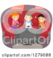 Poster, Art Print Of Happy Kids Playing A Video Game At Home