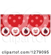 Poster, Art Print Of Red And Pink Polka Dot And Heart Ladybug Bunting Border
