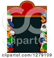 Poster, Art Print Of Casino Sign With Dice Poker Chips Playing Cards And Dollar Symbols